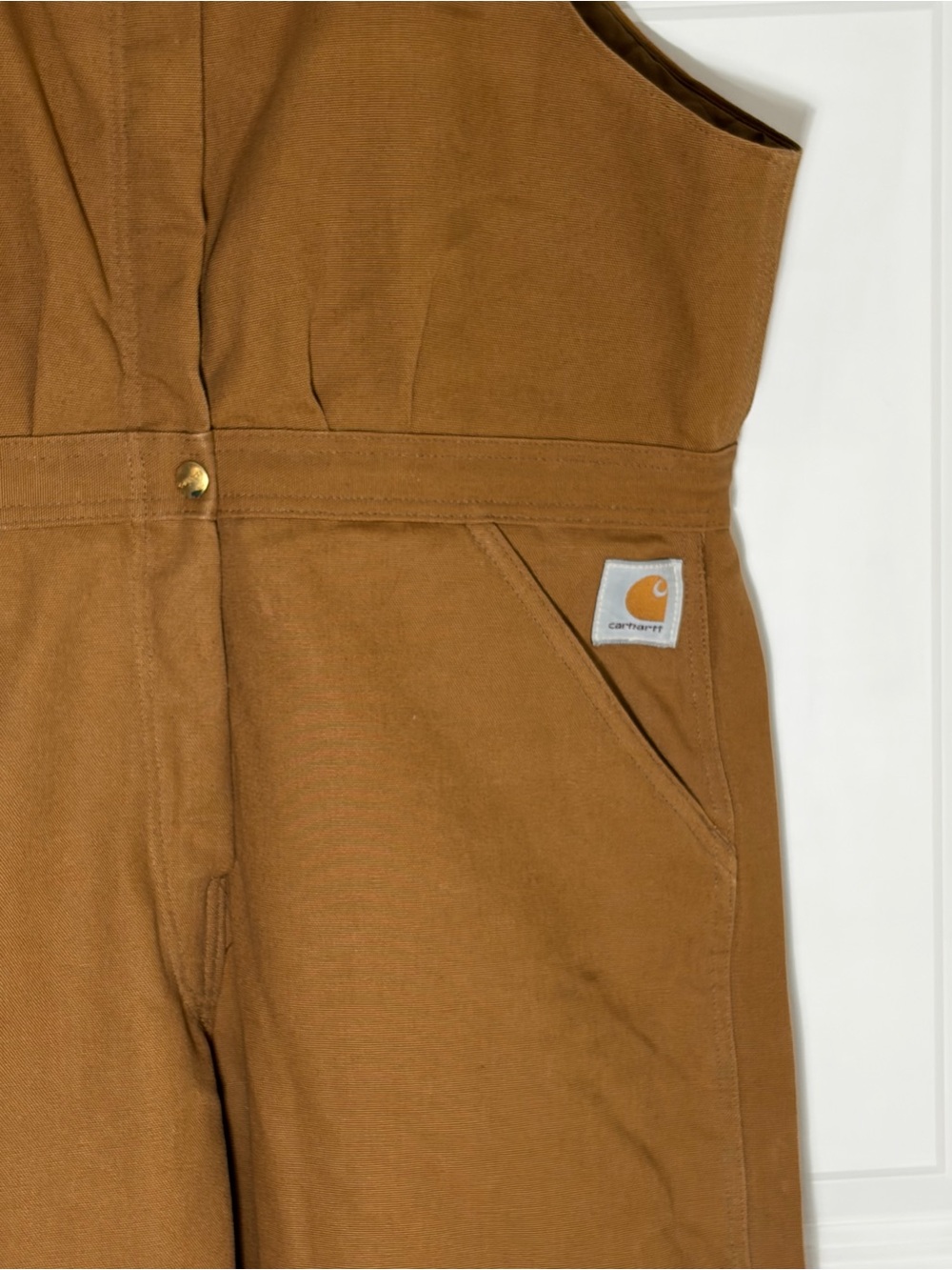 VTG Carhartt BQW226 Women’s 18 Petite Brown Quilt Lined Overalls USA Made - Picture 6 of 12